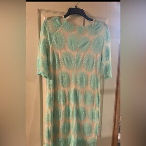 Cato Mint Green and Cream Midi Dress